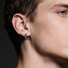 Viking Celtic Earrings for Men Women 925 Sterling Silver Nordic Celtic Knot Hoop Earrings Black Viking Rune Earring Jewelry Gifts Irish Fathers Day Birthday Gifts for Husband Dad