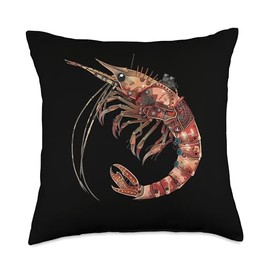 Cherry Shrimp Steampunk Throw Pillow