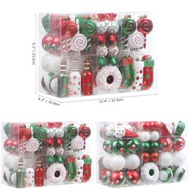 Sea Team 80-Pack Assorted Shatterproof Christmas Ball Ornaments Set Decorative Baubles Pendants with Reusable Hand-held Gift Package for Xmas Tree (Elf)
