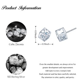 CONILOK Zircon Magic Cube Silver Stud Earrings-Earrings for Teenage Girls Friend Women 925 Sterling Silver Earrings Studs Jewelry Her Ladies Gifts Birthday Christmas Valentine Mother's Day Presents
