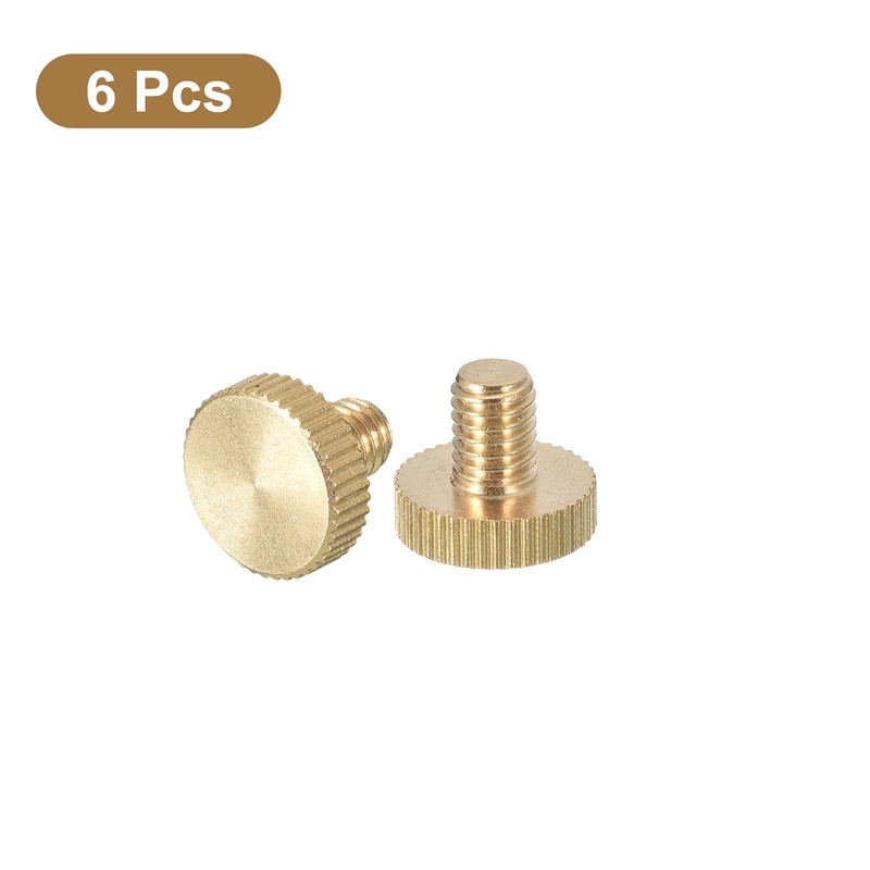 uxcell M6x8mm Knurled Thumb Screws, 6pcs Flat Knurled Head Fully