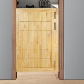 Swinging Cafe Door Pine Wood Saloon Door Includes Hinges, Single Half Doors for Kitchen Shop Entrance Partition Pub (Log Color, 23.6x35.4in)