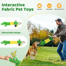 MASBRILL Squeaky Dog Toys, Soft Plush Dog Toy with Crinkle Paper Stuffed, Dog Chew Toys Interactive Dog Teething Toys for Small Medium Breed Dogs Birthday Gift, Puppy Toys to Keep Them Busy, Green