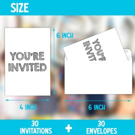 Doguiei Simple Black Birthday Party Invitations, Party Invitations Card for Boys (30 Cards & 30 Envelopes)