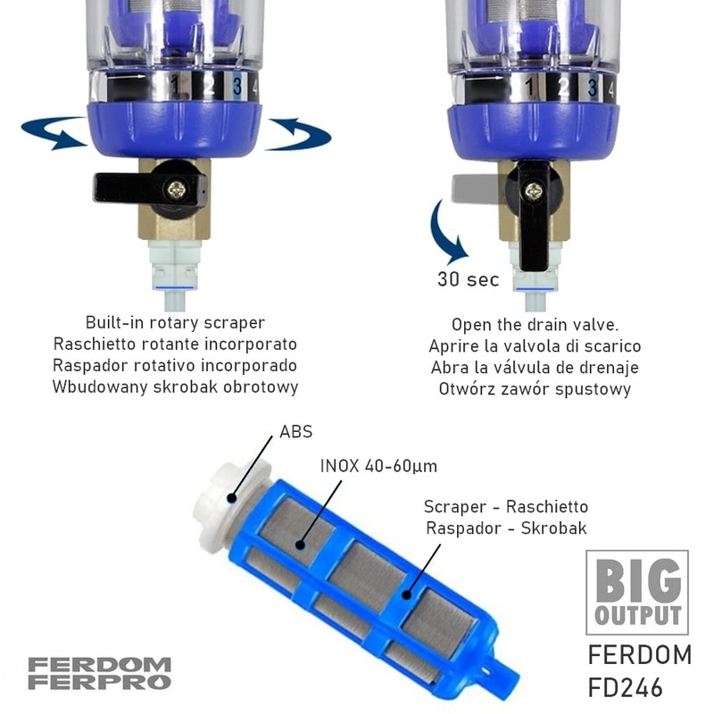 FERDOM FD246 Pre-filter, Spin-Down Sediment. Max. 4 m3/h. Connections 3/4"