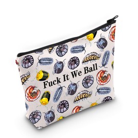 JXGZSO Funny Bug Make Up Bag Isopod Lover Gift F It We Ball Isopod Cosmetic Bag Dangomushi Merch Entomologist Inspired Gifts, F It We Ball