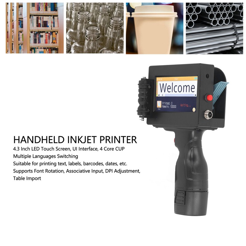 Handheld Inkjet Printer 4.3 Inch Touch Screen 12.7mm Portable Coding