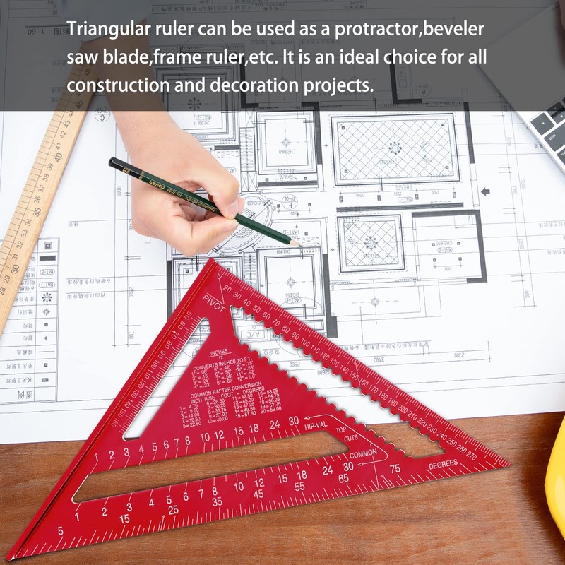Senbaler 12 Inch/300mm Aluminum Alloy Triangle Ruler, Woodworking Speed Square