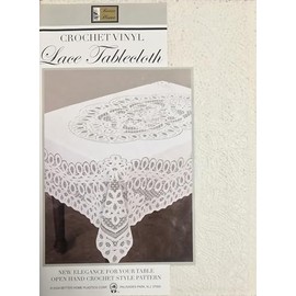 Better Home New Crochet Vinyl Lace Tablecloth, 54" Wide x 72" Long Oblong, White