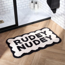 OHS Bath Mat For Bathroom Rudey Nudey Tufted Texture, Non Slip Backing Bath Mat Super Soft Absorbent Quick Drying Bathroom Rug Machine Washable Floor Mat, Mono - 45x75cm