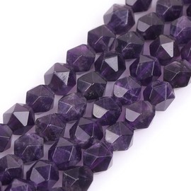 GEM-inside Amethyst Gemstone Loose Beads Natural 10mm Purple Square Faceted Crystal Energy Stone Healing Power for Jewelry Making 15"