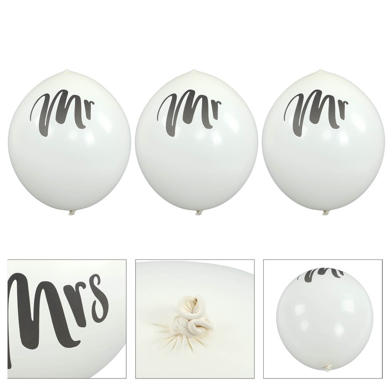 6 Pcs Balloons 36in MR MRS Letters Printed White Giant