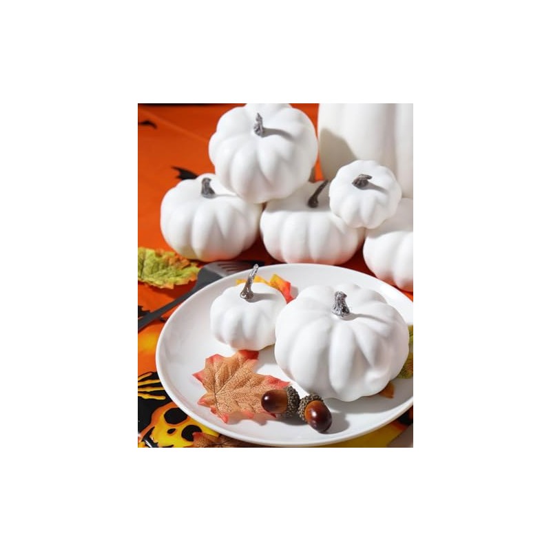 4 Inch Small White Pumpkins for Decorating - 8PCS Small