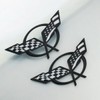 Front Nose & Rear Deck Lid Crossed Flags Emblems Car