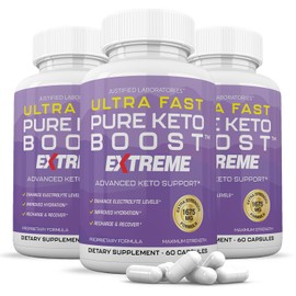 (3 Pack) Ultra Fast Pure Keto Boost Extreme Keto Pills 1675MG New & Improved Formula Contains Apple Cider Vinegar Extra Virgin Olive Oil Powder Green Tea Leaf 180 Capsules