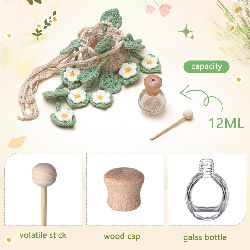 DaisyInner Crochet Car Air Freshener 12ml Empty Refillable Car Diffuser