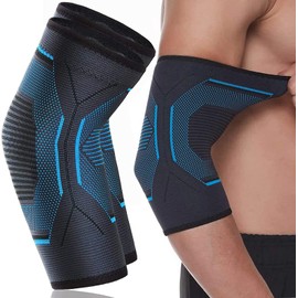 Seitaku Elbow Brace Compression Sleeve: Arm Sleeves for Tennis and Tendonitis Elbow Relief, Elbow Support Braces for Women & Men, weightlifting, Gym, Golf, Workout, Sports (NavyBlue, Medium)