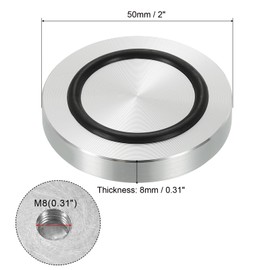 uxcell M8 Thread 50mm / 2" Dia 8mm Thick Aluminum Circle Disc Glass Top Adapter 4pcs Round Solid Table Feet Pad Plate Hardware with Anti-Slip Rubber Ring