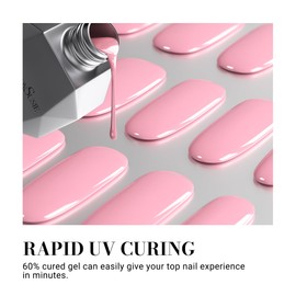 MelodySusie Semi Cured Gel Nail Strips, Candy Pink - Works with Nail Lamps, Salon-Quality, Long Lasting, Easy to Apply - includes 30Pcs, Free 5D Stickers, 2 Prep Pads, Nail File & Wooden Stick