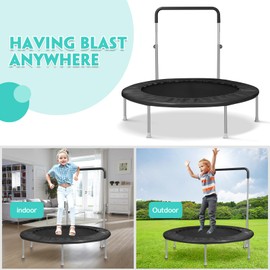 Lyromix 40 Inch Mini Trampoline for Kids and Adults, Indoor Toddler Rebounder Trampoline with Handle, DarkBlack