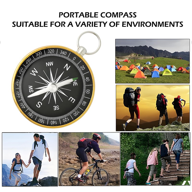 Compass Navigation with Keychain, Portable Hiking Compass Adjustable Declination Orienteering