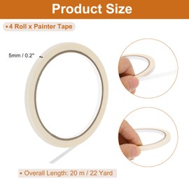 PATIKIL Masking Tape 0.2 Inch Wide, 4 Roll 22 Yard Painters Tape Bulk No Residue Craft Tape for Wall Painting Labeling Car Painting Home DIY Flower Crafts Decoration, Beige