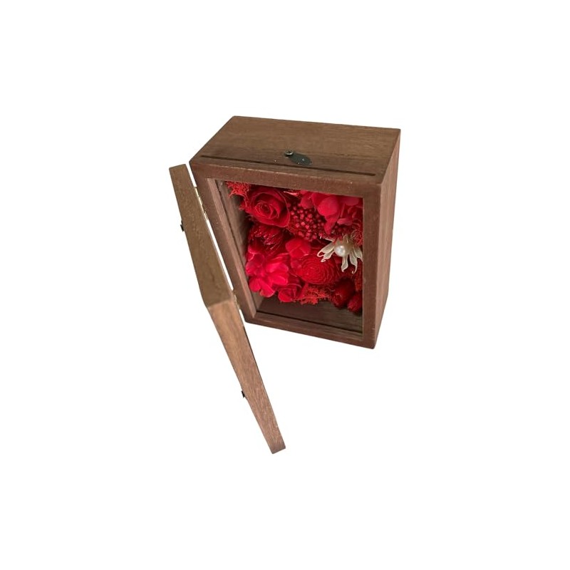 Q-FLA 813085 Arrangement Photo Frame, Preserved Flowers, Brown, Red, Mother's