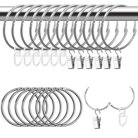 HavaCue 20 PCS Curtain Rings with Clips 50 mm Curtain Clips Ring metal Curtain Rings stainless steel Curtain Clips with Hooks for Home Window Rod Decoration
