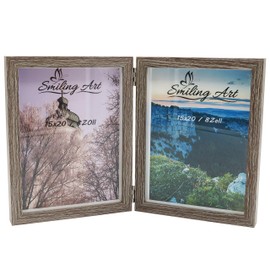 Smiling Art Double Wooden Photo Frame Folding Double Frame