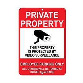 Aluminum Vertical Metal Sign Multiple Sizes Private Bideo Surveillance Employee Parking Others Towed Reserved with Border Weatherproof Street 9x12Inches