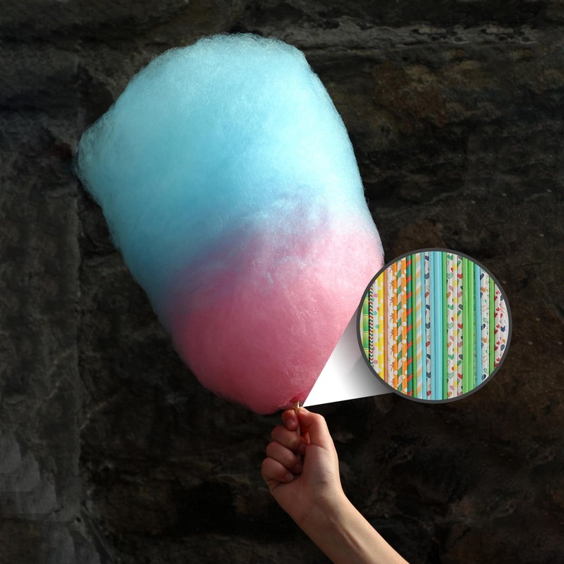100 Pcs Candy Floss Sticks, 28cm Cotton Candy Paper Sticks,