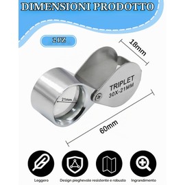 ZEXIJOW Pieghevole Lente d'Ingrandimento Gioiellieri 10X e 30X, Lente d'Ingrandimento Tascabile per Orologiaio, Identificazione Gioielli e Pietre Preziose