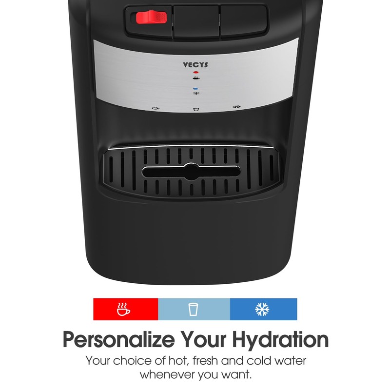 VECYS Hot and Cold Top Load Water Cooler Dispenser, 3