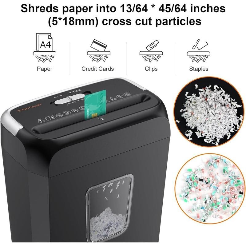 Bonsaii Paper Shredder for Home Use,6-Sheet Crosscut Paper and Credit
