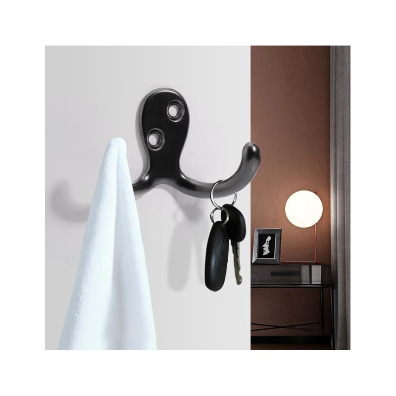 BIPEE 20Pack Coat Hooks, Heavy Duty Double Prong Coat Hooks
