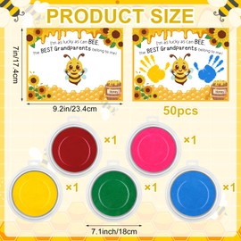 50Pcs Grandparents Day Handprint Kit with Greeting Cards Grandparents Day Handprint Art Craft DIY Kit, with 5 Pcs Large Ink Pads Grandparents Day Fun Activities DIY Grand-parents Day Gift Craft