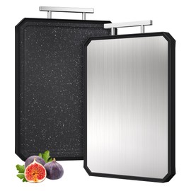 Socisen Stainless Steel Cutting Board, Non Toxic Cutting Board for Kitchen, Double Sided Chopping board Stainless Steel/Wheat Straw PP Large Chopping Meat/Vegetables 16 * 11 Inch Easy to Clean