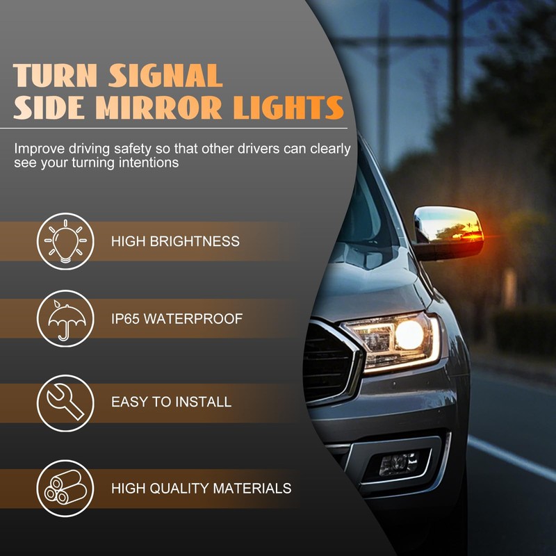 Nrgedzam 2PCS Sequential LED Side Mirror Marker Light fit For