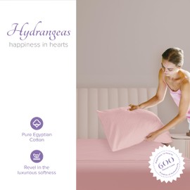 Carressa Linen 100% Egyptian Cotton Pillow Cases Set of 2-600 Thread Count Blush Standard/Queen Pillowcase for Sleeping, Soft, Silky Sateen Weave Bed Pillow Cover, Extra Long Staple Pillowcases