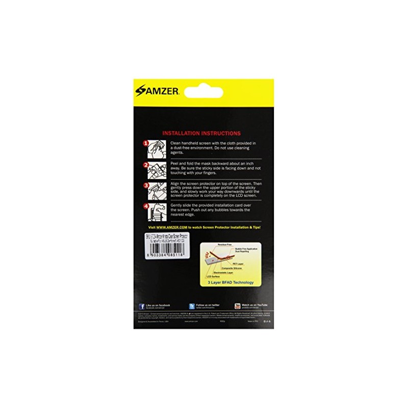 Amzer AMZ91283 Anti Glare Screen Protector with Cleaning Cloth for