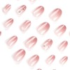 24pcs Short Oval False Nail French Gradient Pink Press On