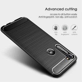 SCL Case for Moto G Stylus Case, [Black] Carbon Fiber Effect Gel Grip Protection Cover [Anti Scratch][Anti Collision]
