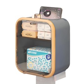 Cosmetic Tissue Box Multifunctional Tissue Box for Wall Mounting Tissue Box with Lid Suitable for Bathrooms Shower Rooms Bedroom