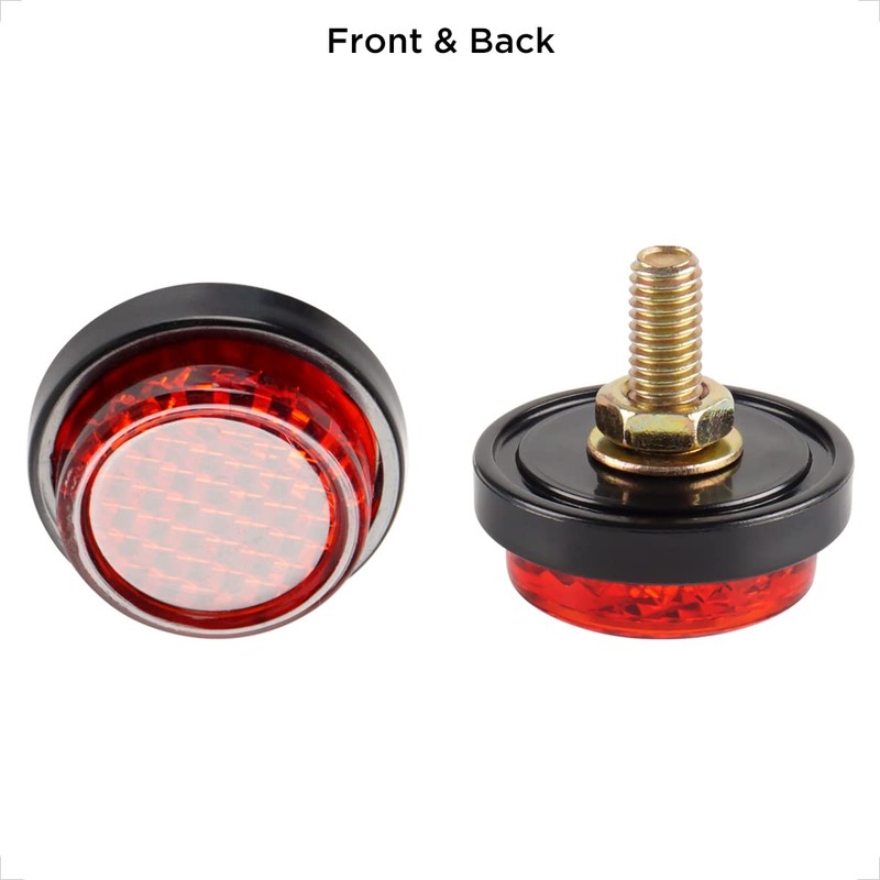 evermotor Red Reflectors Motorcycle License Plate Bolts and Nuts -