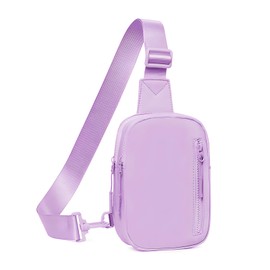Long Keeper Small Sling Bag Women Sport Compact Crossbody Chest Bags Casual Mini Shoulder Backpack for Travel Hiking Gym Shoulder Bag for Women Men Teens (Light Purple)