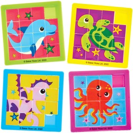 Baker Ross FX680 Sealife Buddies Sliding Puzzle - 6 Pack Party Bag Fillers for Kids