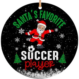 Sportyzen 2024 Christmas Ornament - Santa's Favorite Soccer Player Ceramic Ornament, Tree Decor Gifts for Soccer Player, Gift-Ready Keepsake for Soccer Enthusiasts, Family, Friends