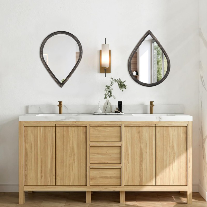 FEUFOAM Irregular Wall Mirror Small Wood Frame Wall Mounted Mirrors