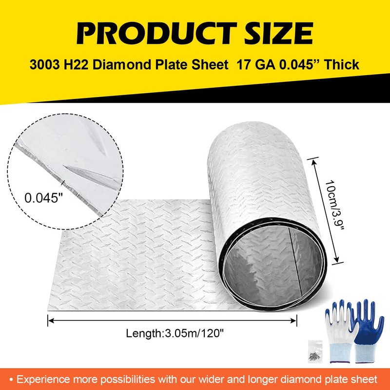Diamond Plate Aluminum Sheet – 3003 H22, 17GA 0.045" Thick,