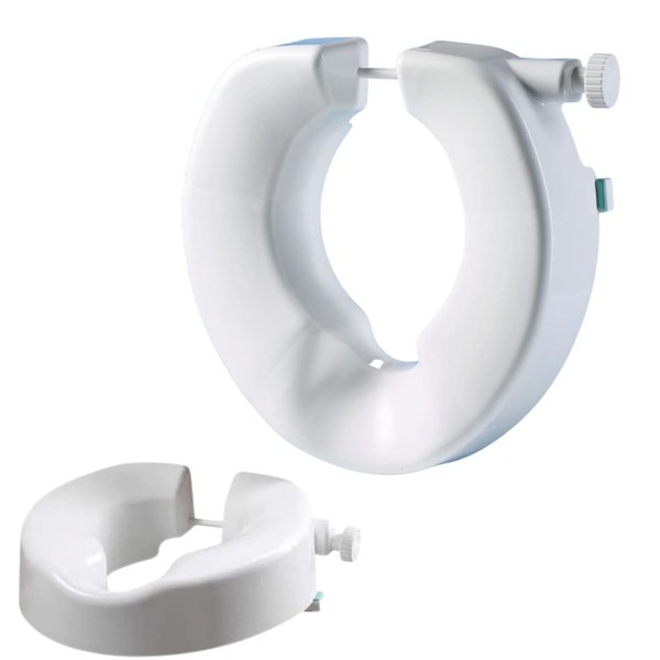2 Pack Helping Hand Company Unifix 4 inch/100mm Raised Toilet Seats for Elderly Without Lid, Disabled, Hip Replacement, Strong Secure Toilet Seat Riser, Elevated Toilet Seat for Adults